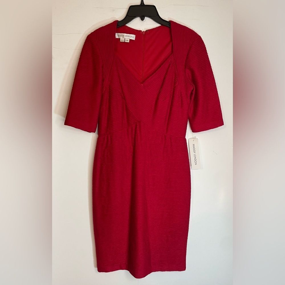 Maggy London 3D Knit Red Dress Size 6- New